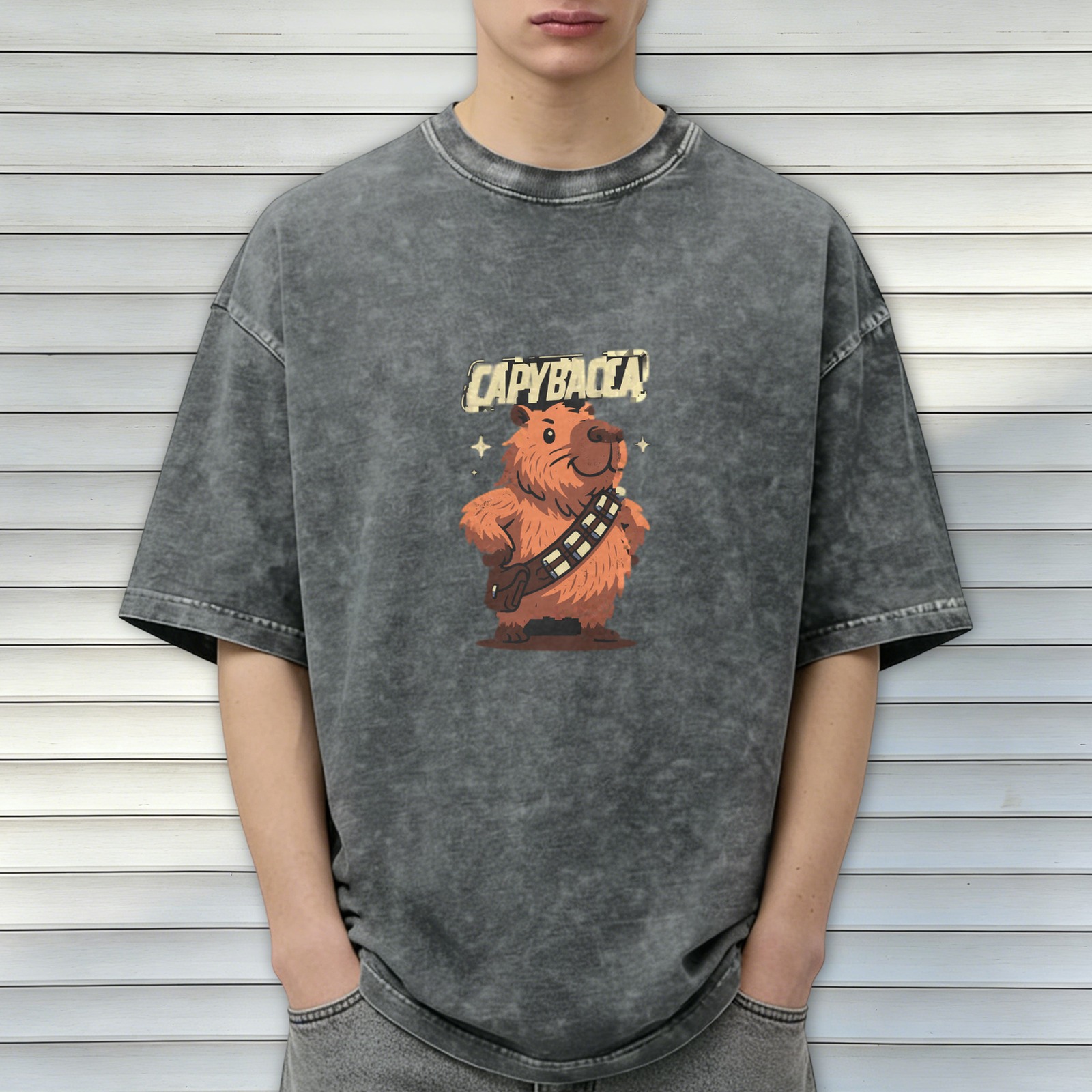 Capybacca Graphic Vintage Wash T-Shirt For Fans