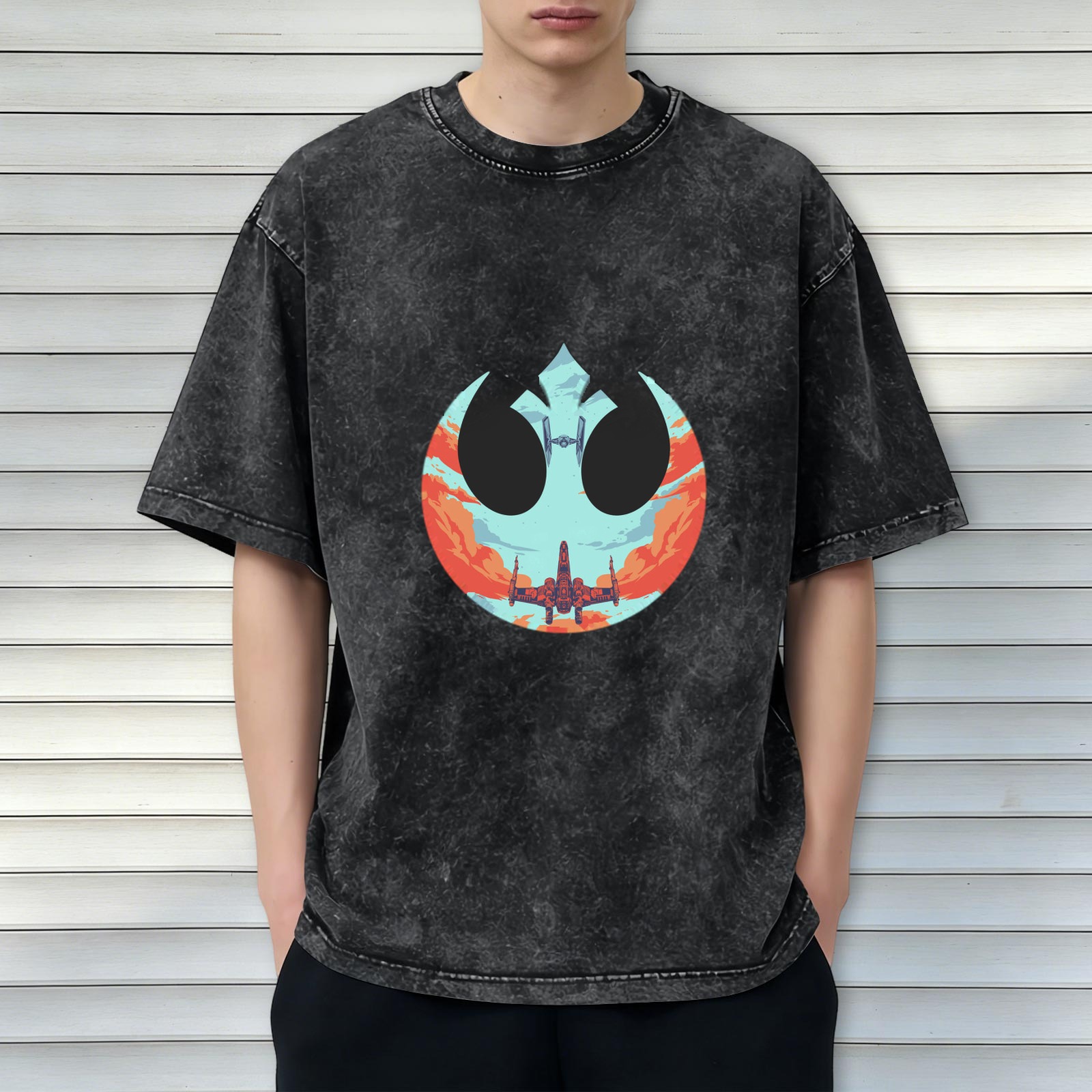 Star Wars Rebel Alliance X-Wing Graphic Acid Wash T-Shirt