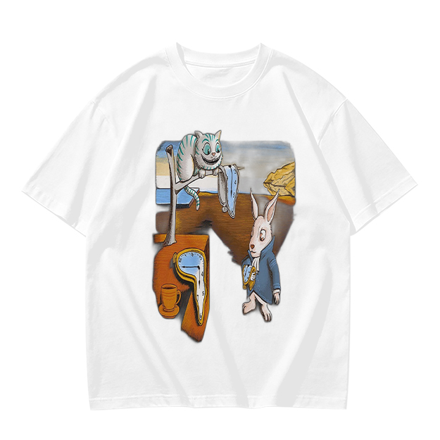 Olive T-Shirt with Surreal Alice in Wonderland Art Print