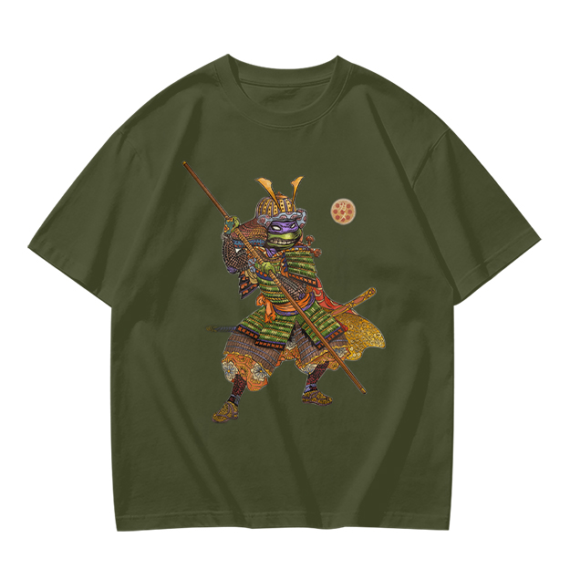 Olive T-Shirt Featuring Samurai Teenage Mutant Ninja Turtle Art