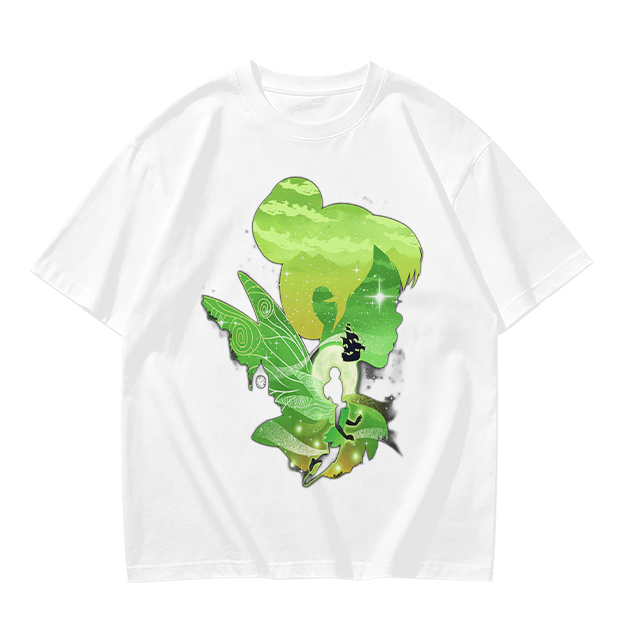 Olive T-shirt with fairy silhouette graphic design