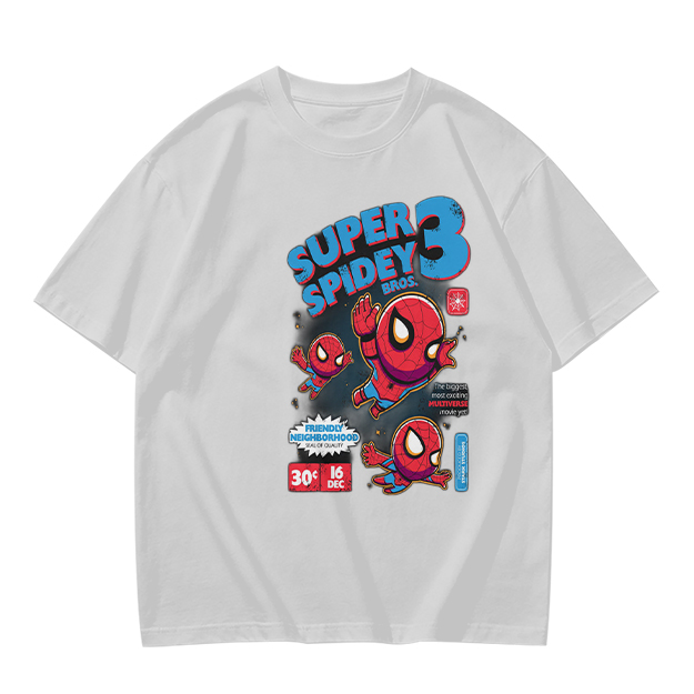 Olive T-shirt with Super Spidey 3 Chibi Spider-Man Graphic