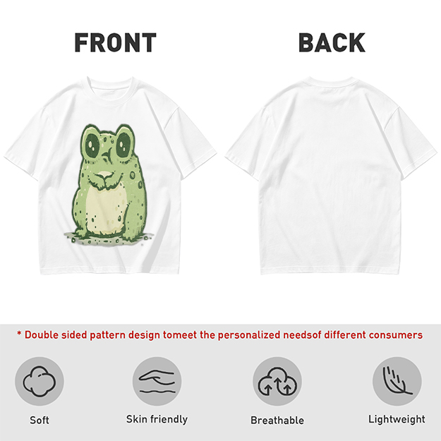 Olive Green T-Shirt With Cute Cartoon Frog Graphic Print