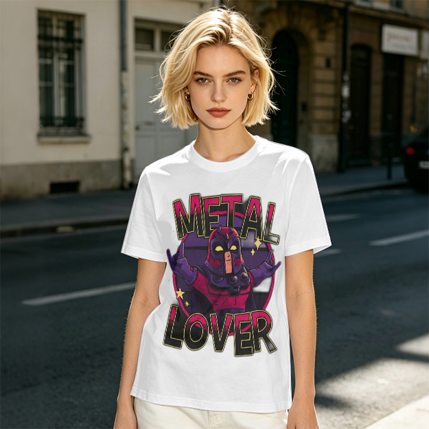 Olive Green T-Shirt with Metal Lover Super Villain Graphic