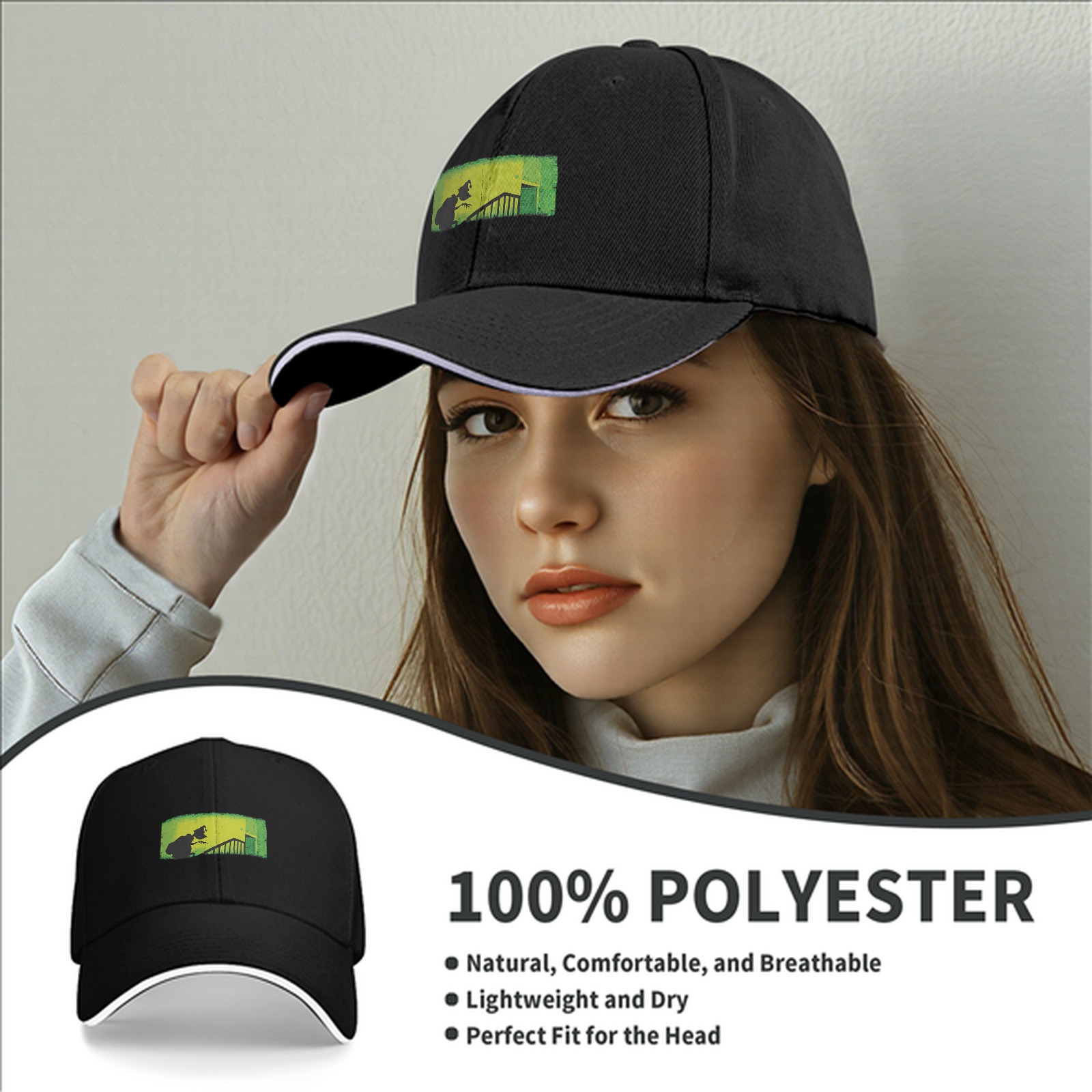 Baseball Cap with Grinch Stealing Christmas Silhouette Art