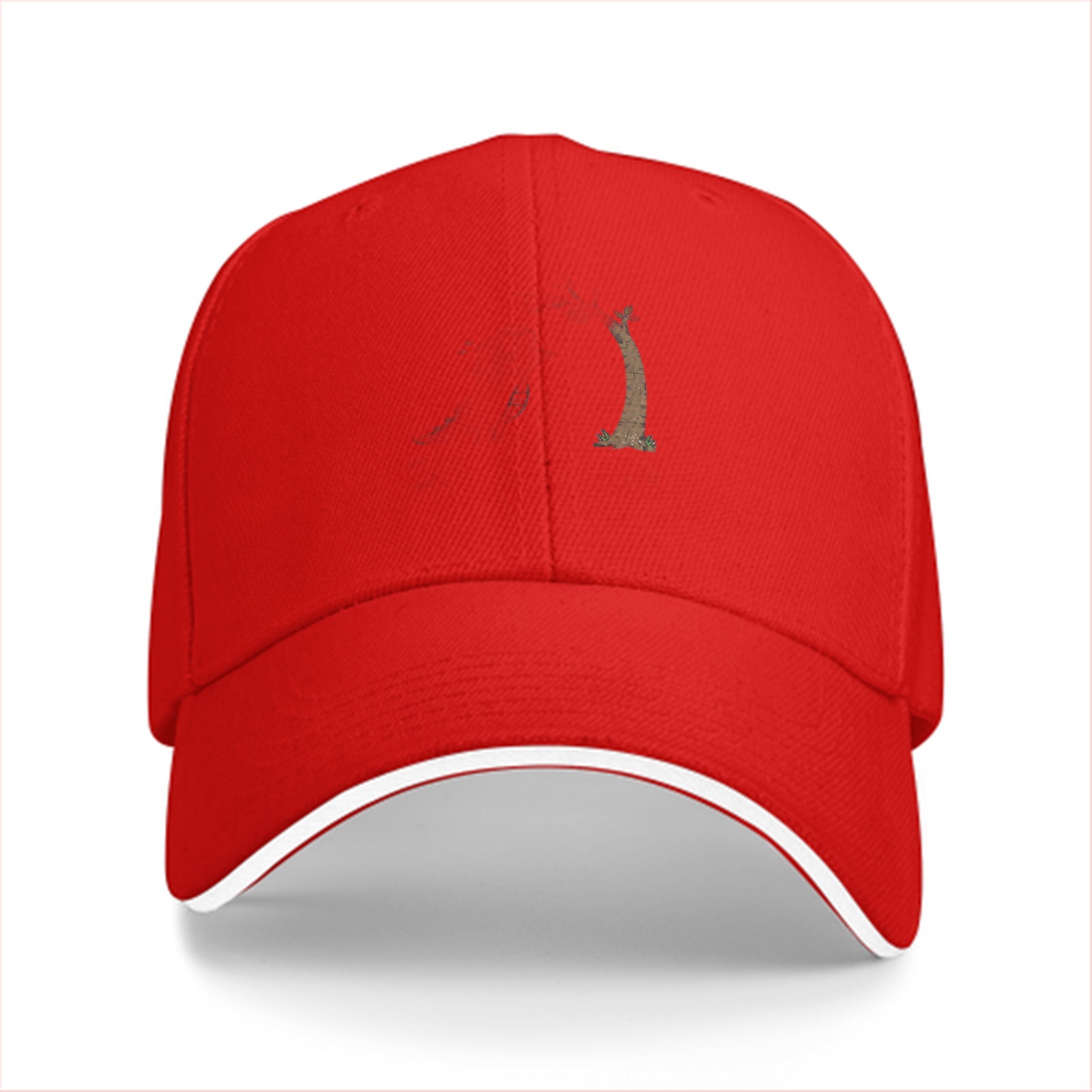 Black baseball cap with small stylized tree trunk graphic