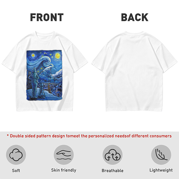 Olive T-Shirt with Starry Night Alien Landscape Art Print