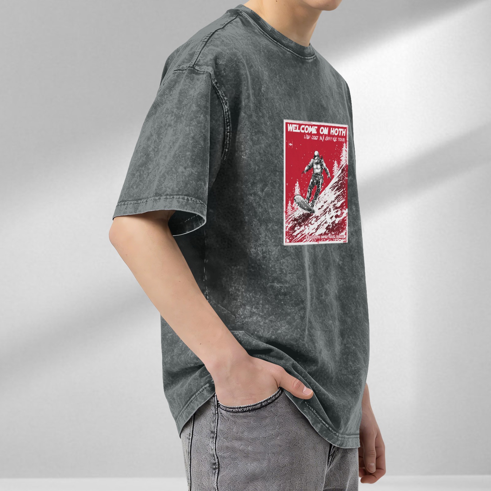 Welcome On Hoth Stormtrooper Snowboarding Acid Wash T-Shirt