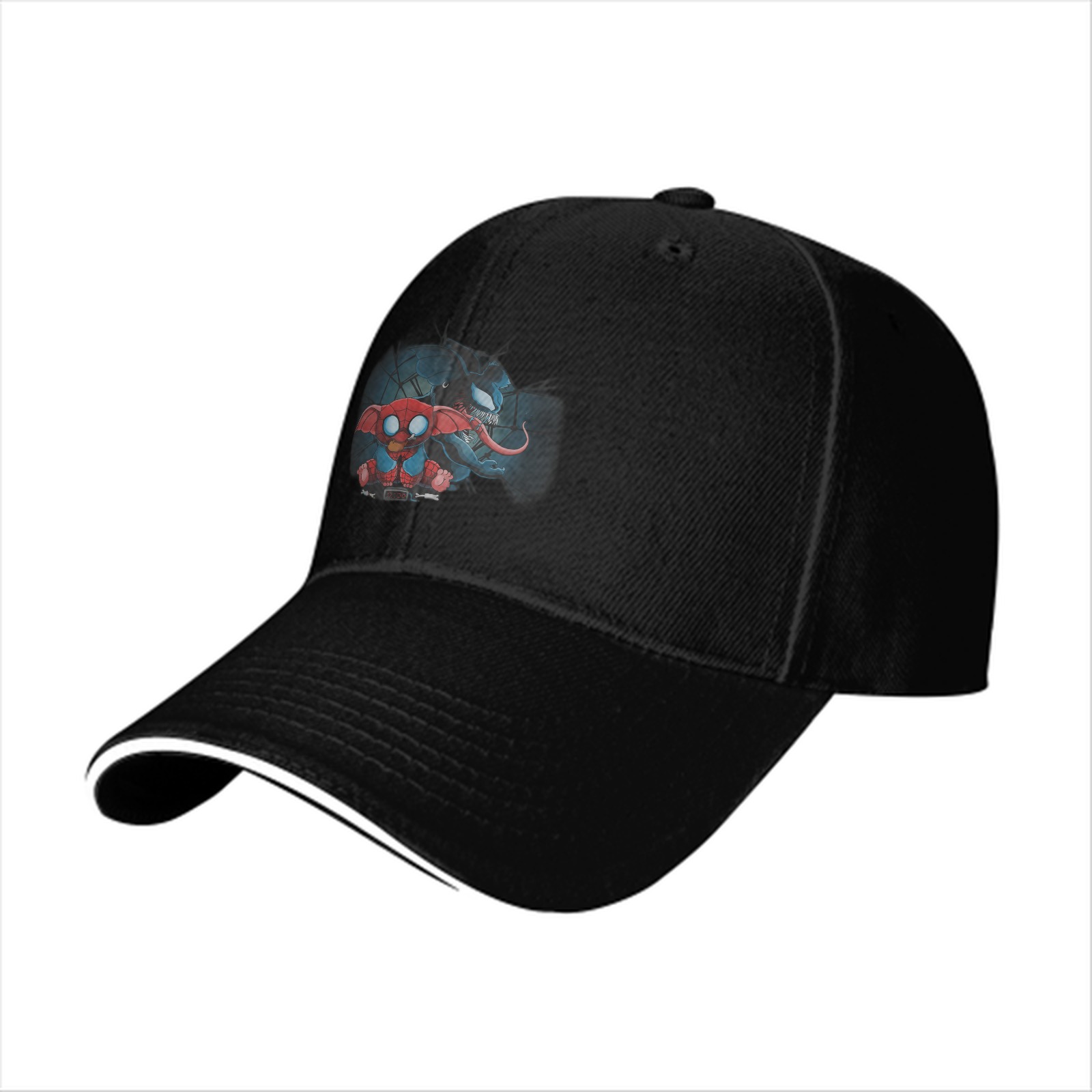 Black baseball cap with Stitch Spider-Man and Venom graphic