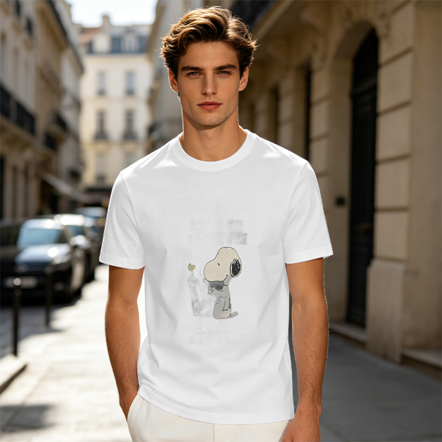 Olive Green T-Shirt With Snoopy Graphic Print