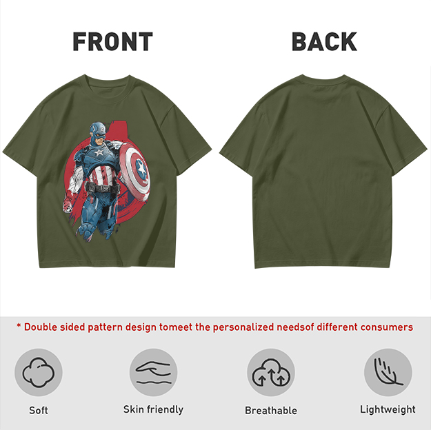 Olive T-shirt with Captain America Graphic Print