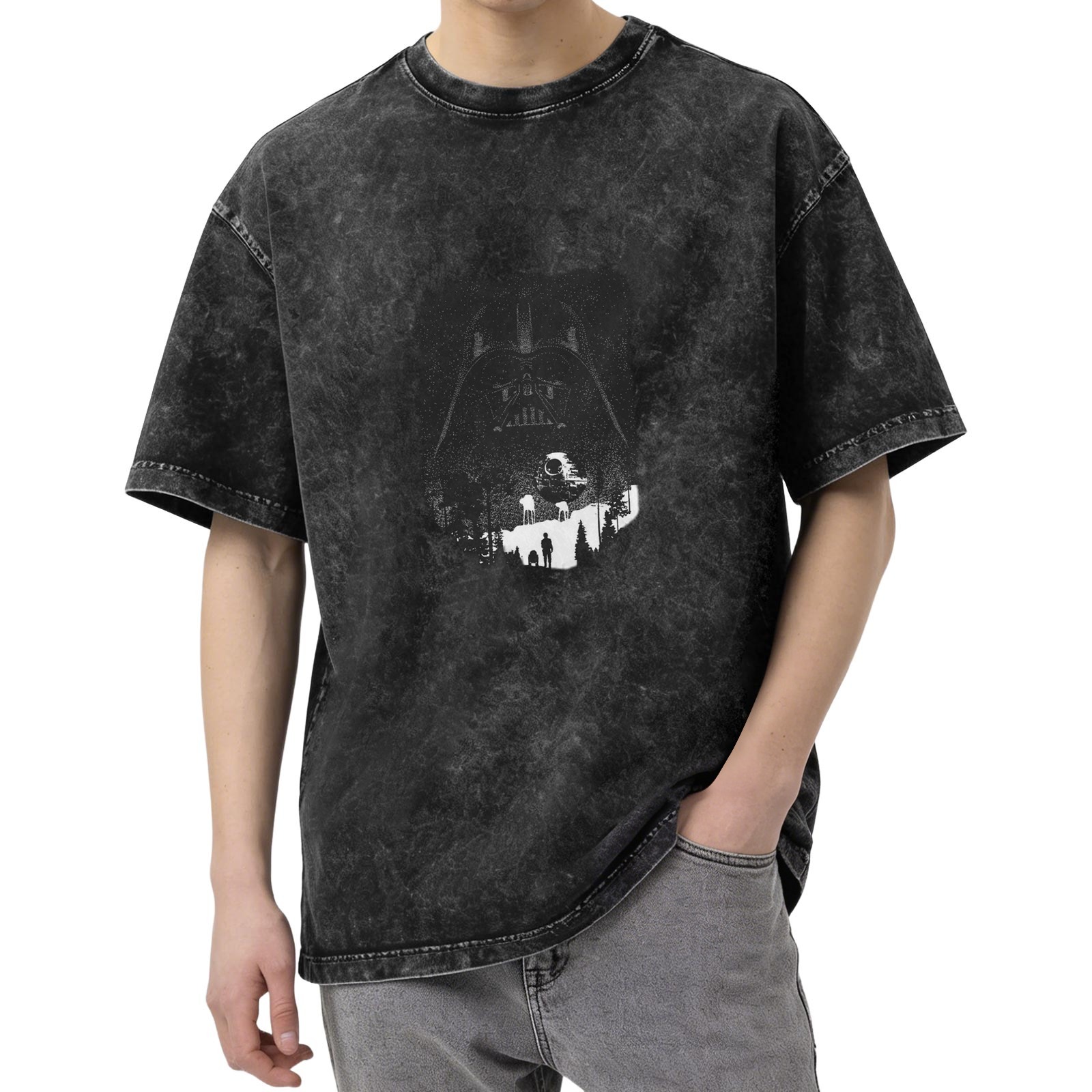 Star Wars Darth Vader Silhouette Graphic Acid Wash T-Shirt