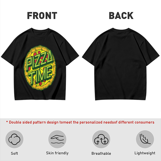 Olive Green Pizza Time Graphic T-Shirt
