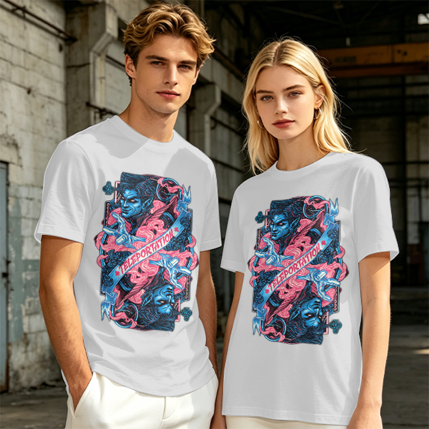 Olive Graphic Tee With Teleportation Demon Artwork