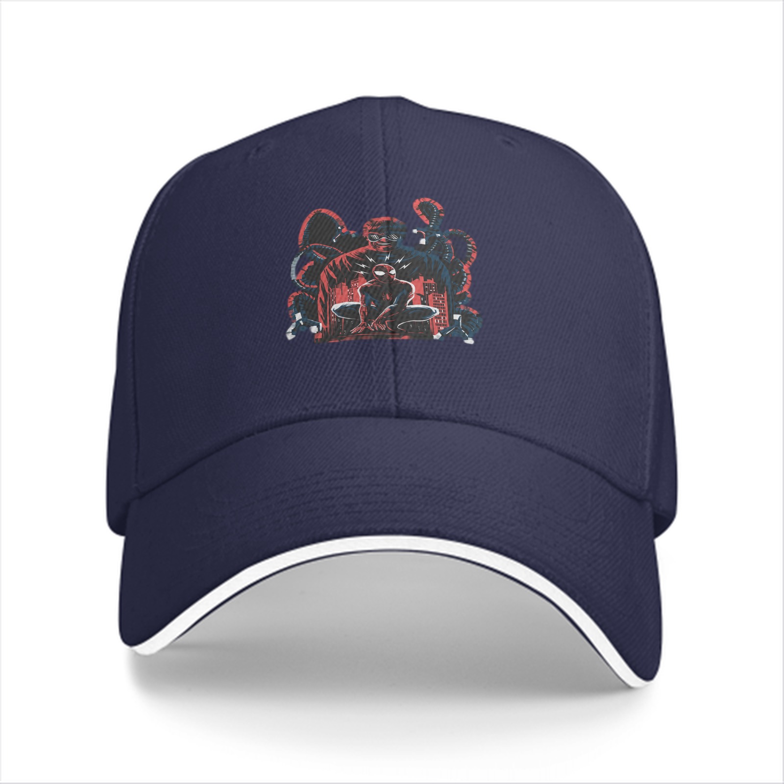 Black Baseball Cap with Spider-Man Villain Graphic Print