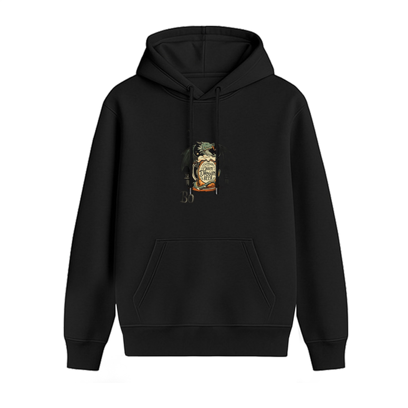 Black Hoodie With Dragon Beer Graphic Print