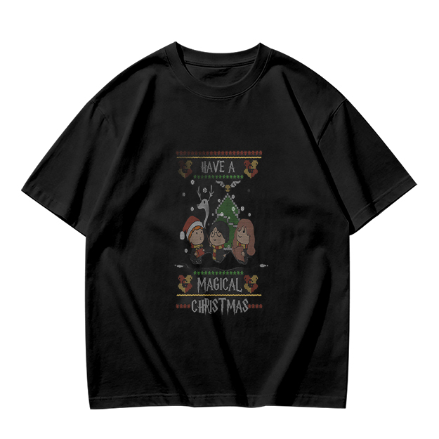Olive T-Shirt With Magical Christmas Harry Potter Themed Print