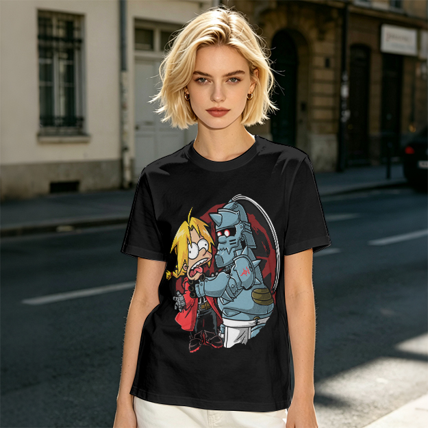 Fullmetal Alchemist Elric Brothers Cartoon Graphic T-Shirt