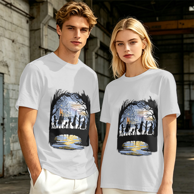 Olive T-Shirt With Fantasy Adventure Silhouette Art Print