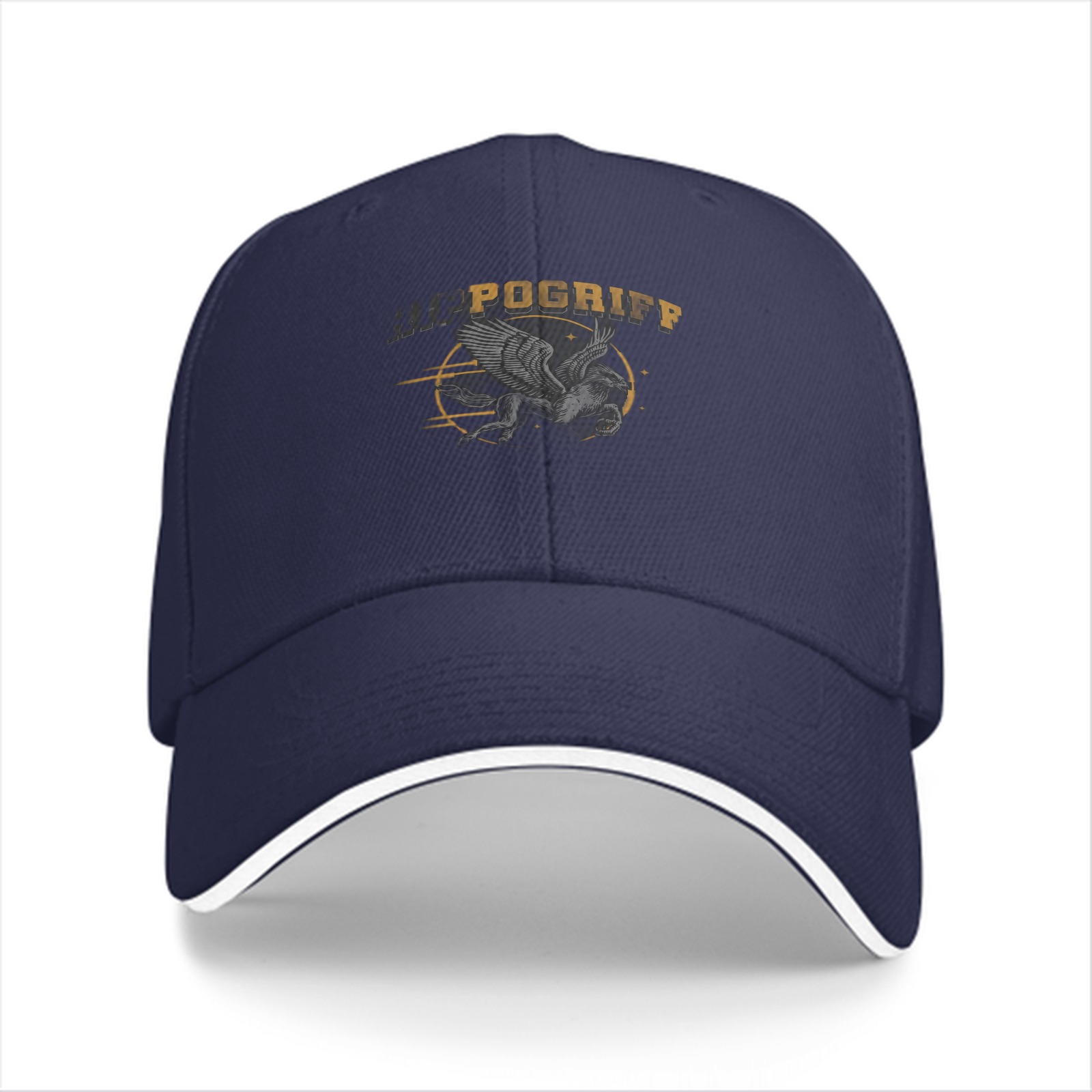 Black baseball cap with winged creature and POGRIFF graphic
