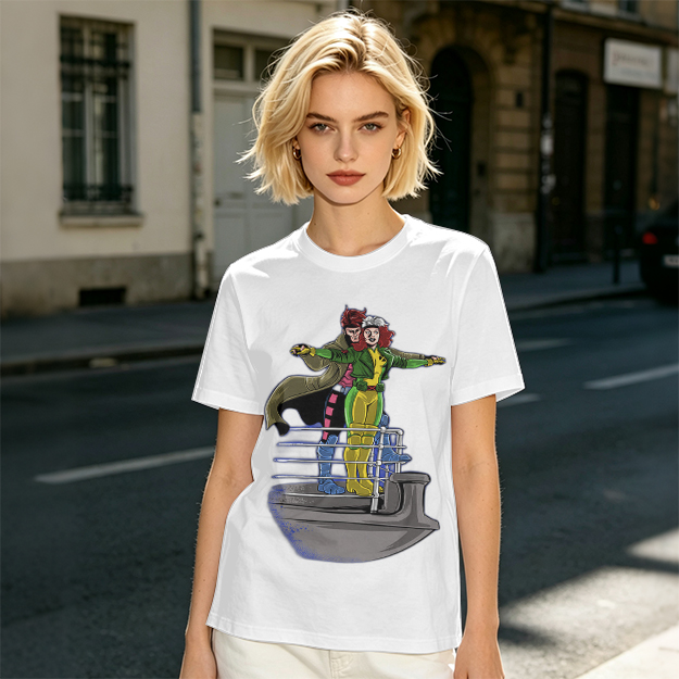 X-Men Rogue and Gambit Titanic pose graphic t-shirt