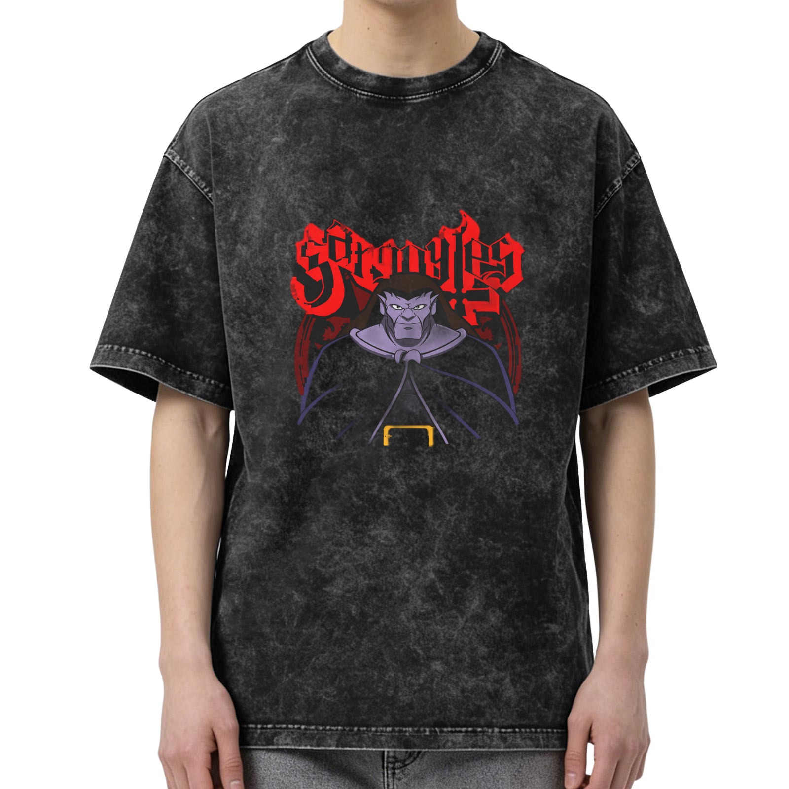 Gargoyles Stonewashed Graphic T-Shirt with Character Art