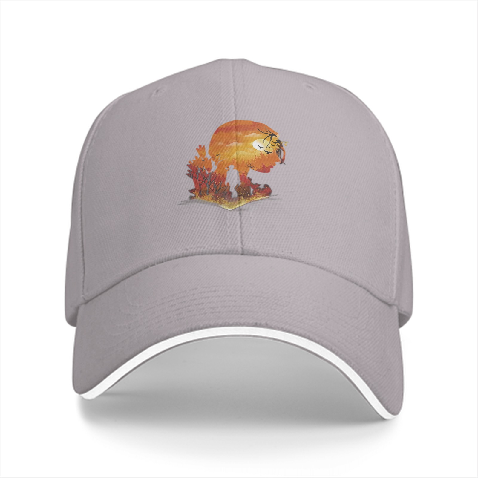 Black Baseball Cap With Sunset Silhouette Landscape Art Print