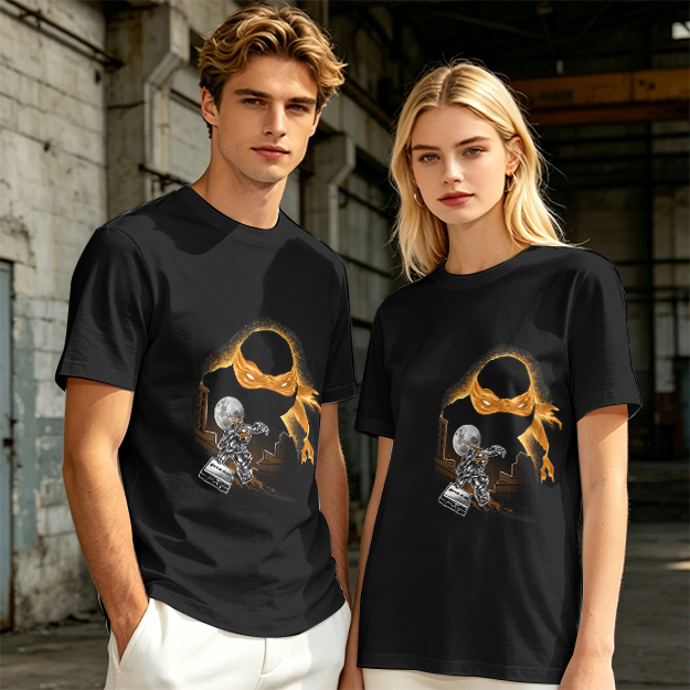 Olive T-Shirt with Orange Masked Ninja Turtle Graphic