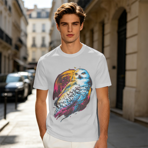 Owl Graphic Print Dark Green Casual T-Shirt
