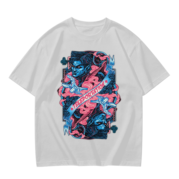 Olive Graphic Tee With Teleportation Demon Artwork