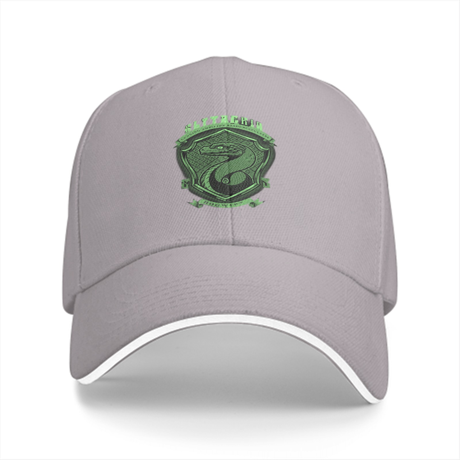 Black Baseball Cap With Slytherin House Crest Print