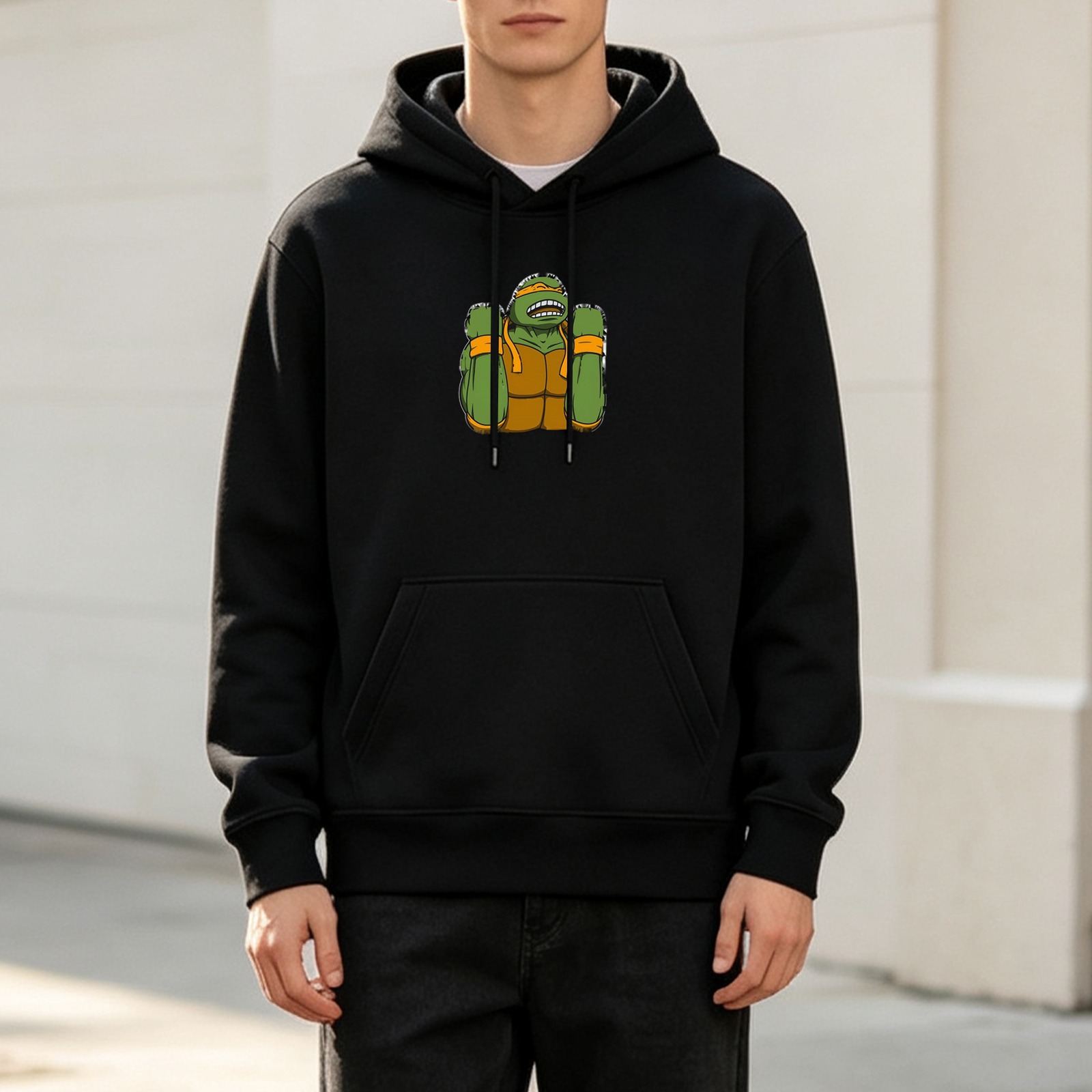 Black Hoodie With Michelangelo Teenage Mutant Ninja Turtles Graphic