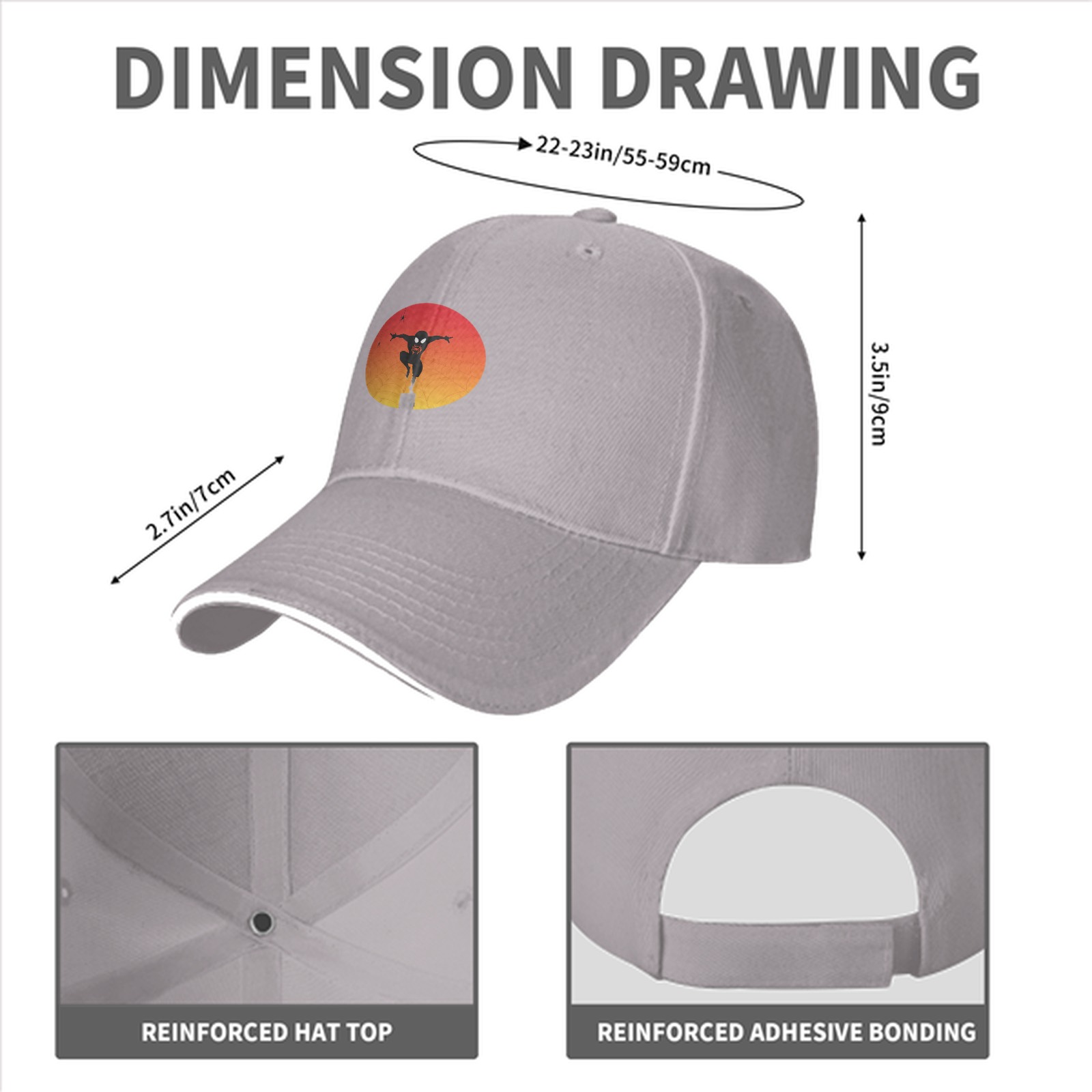 Black Baseball Cap With Ninja Silhouette Sunset Graphic