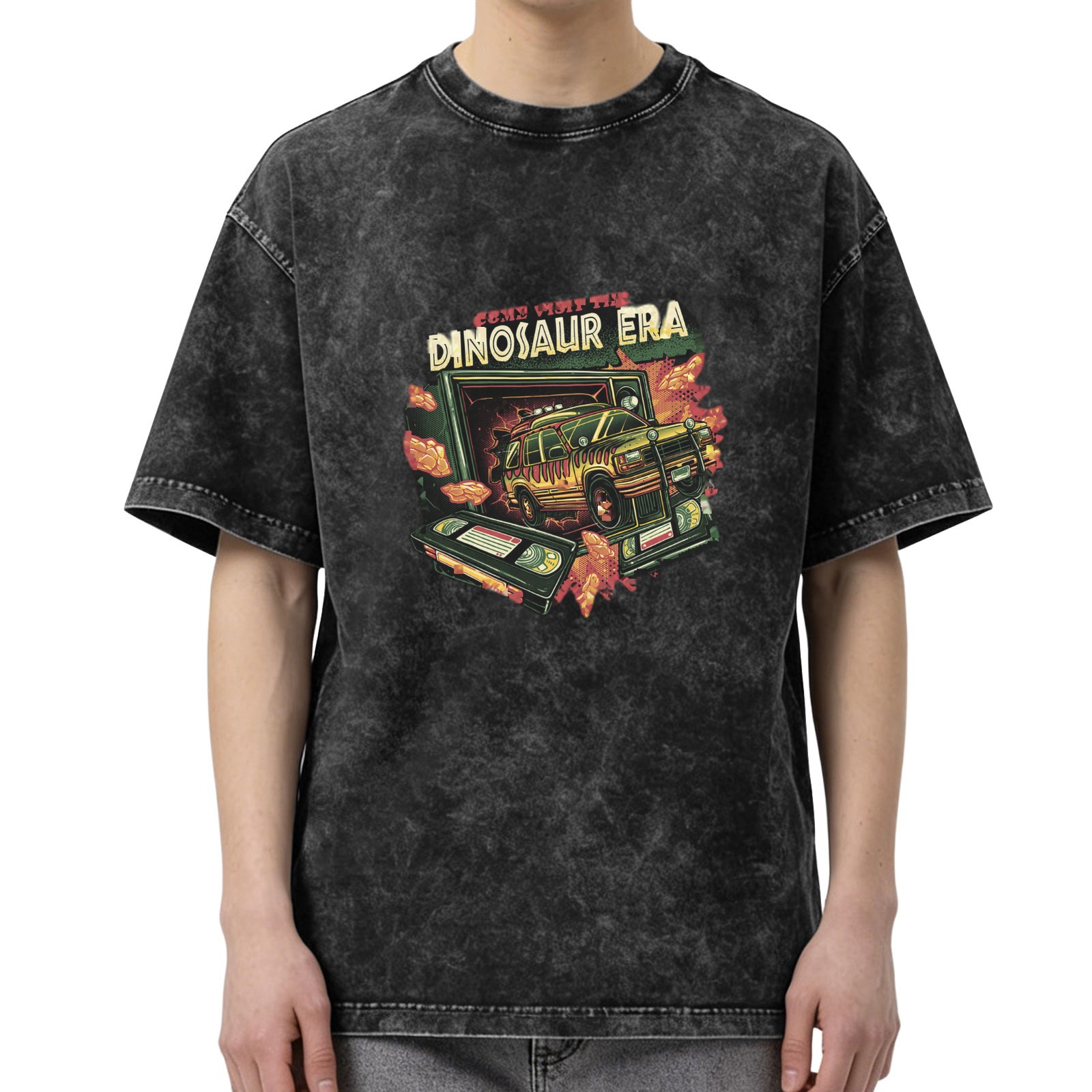 Dinosaur Era Vintage Graphic Acid Wash T-Shirt