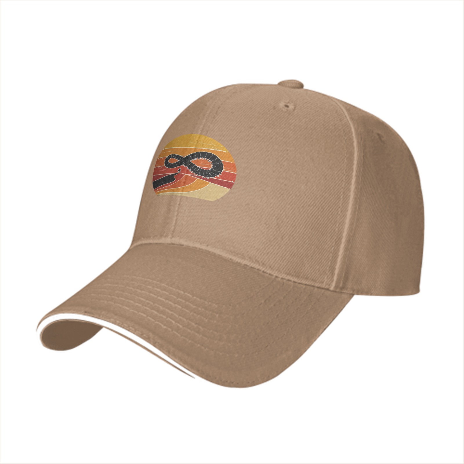 Black Baseball Cap With Retro Sunset Infinity Symbol Graphic
