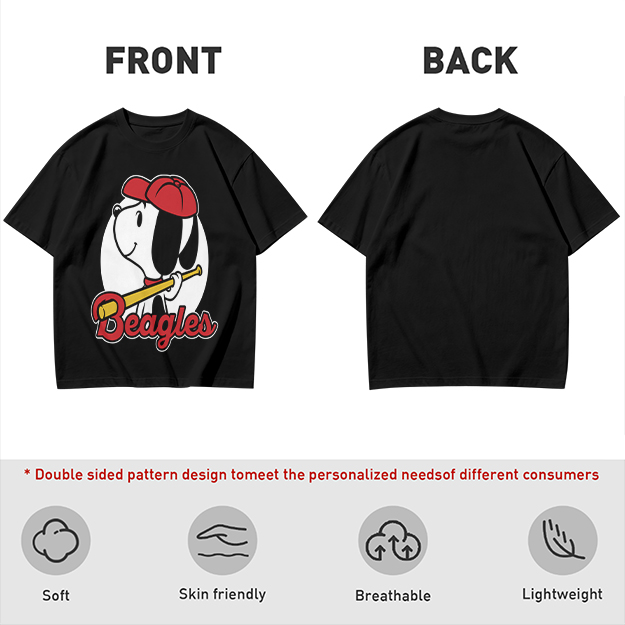 Olive green t-shirt with Snoopy baseball Beagles graphic