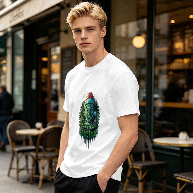 Olive T-Shirt With Scary Green Grinch Christmas Print