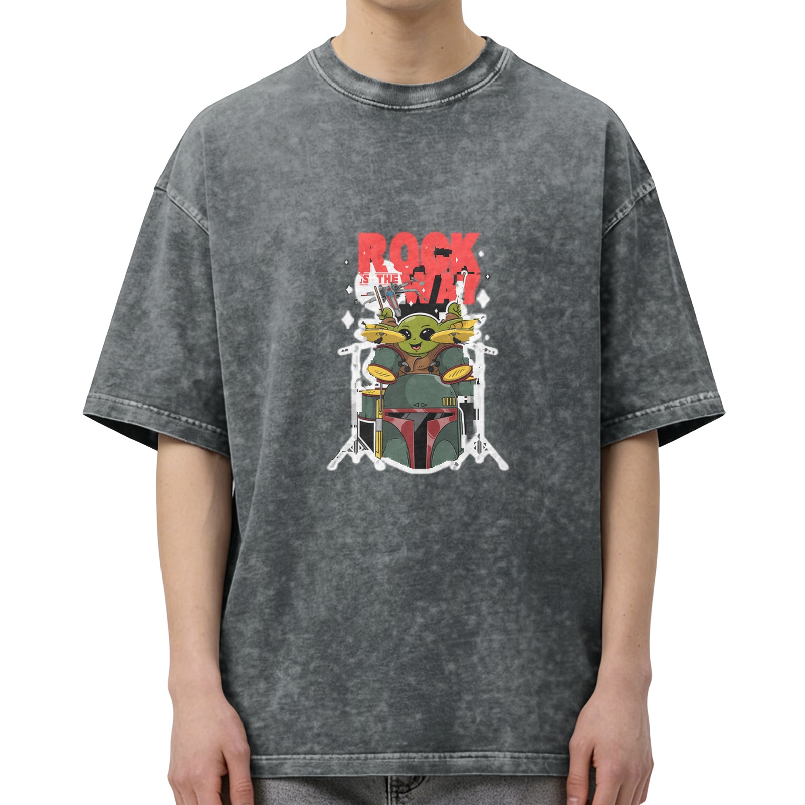 Rock Is The Way Baby Yoda Drummer Graphic T-Shirt