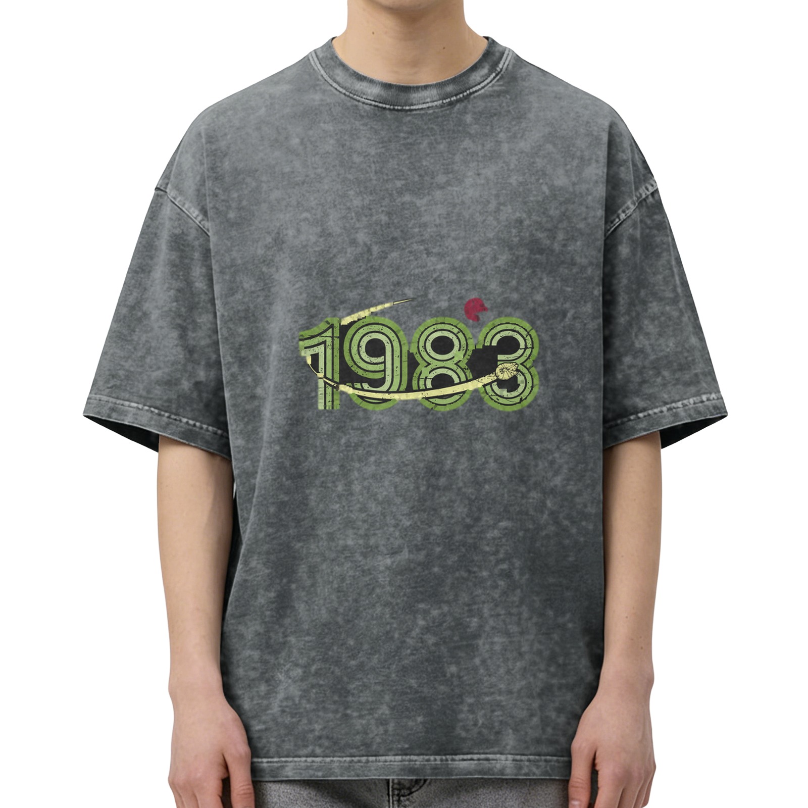 Vintage 1983 Graphic Print Black Wash Oversized T-Shirt