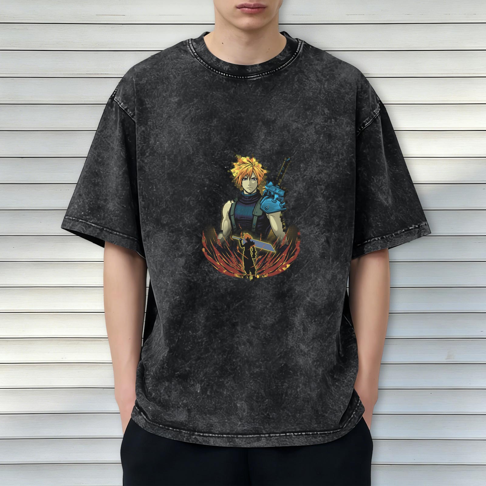 Final Fantasy VII Cloud Strife Graphic Stonewashed T-Shirt
