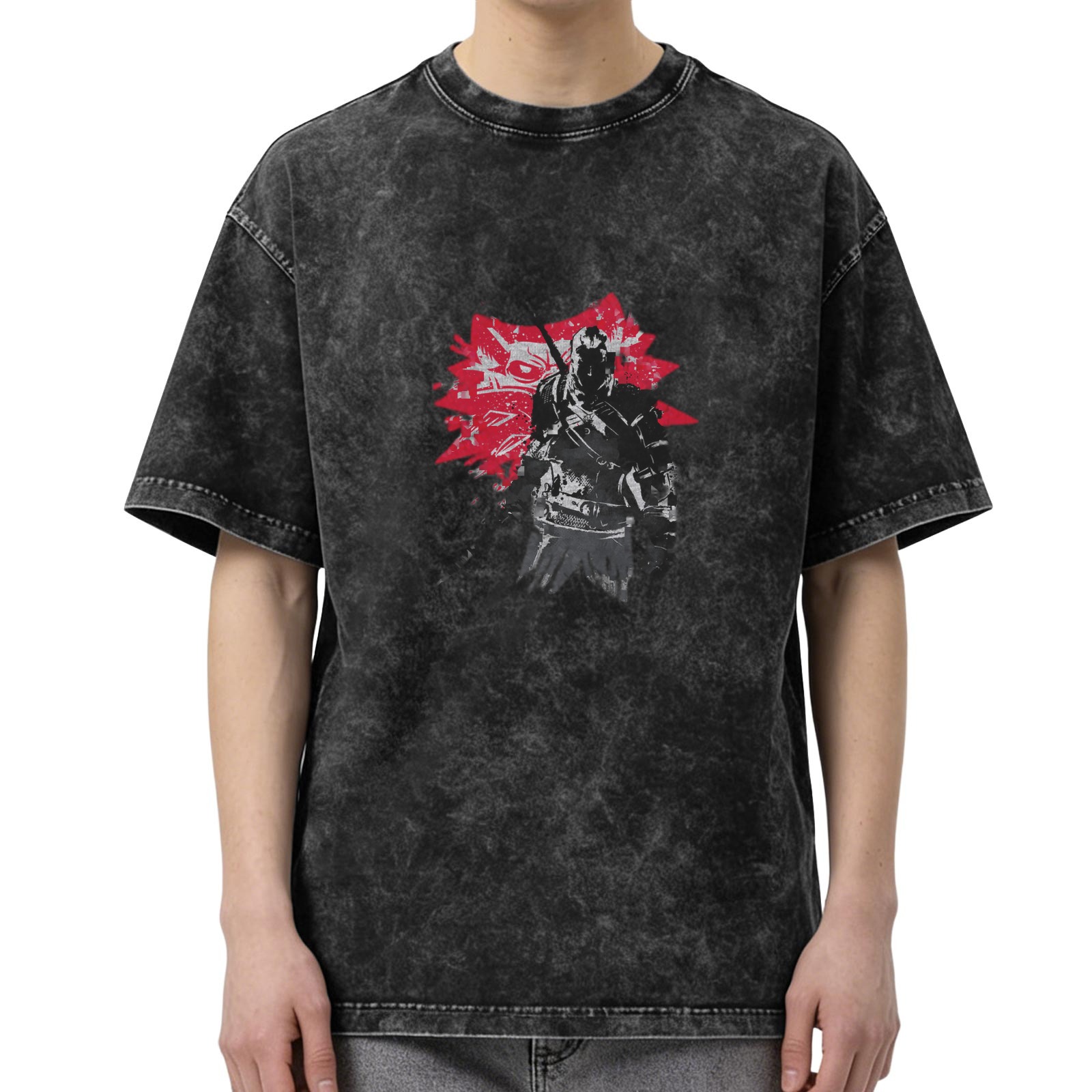Distressed Darth Vader print short-sleeved T-shirt