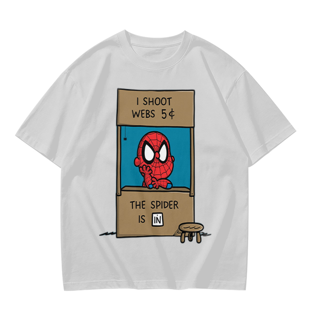 Olive t-shirt with cartoon Spider-Man web stand print