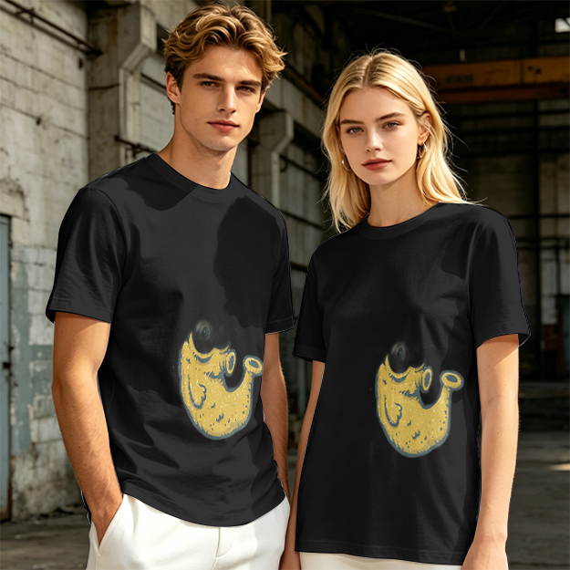 Olive Green T-Shirt With Whimsical Yellow Monster Graphic