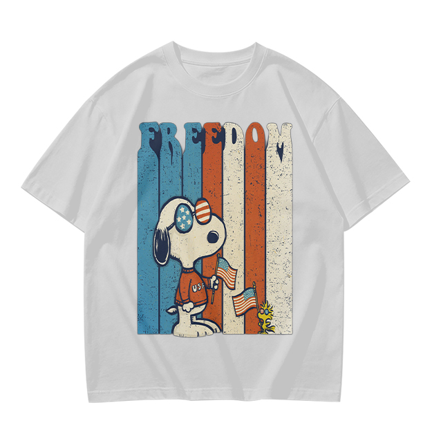 Olive Snoopy Freedom Patriotic Graphic T-Shirt