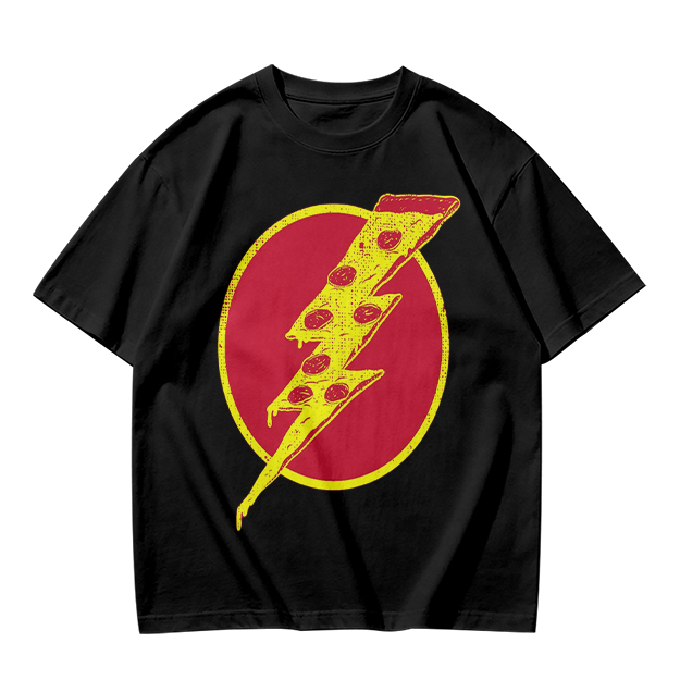 Olive T-Shirt With Pizza Lightning Bolt Graphic