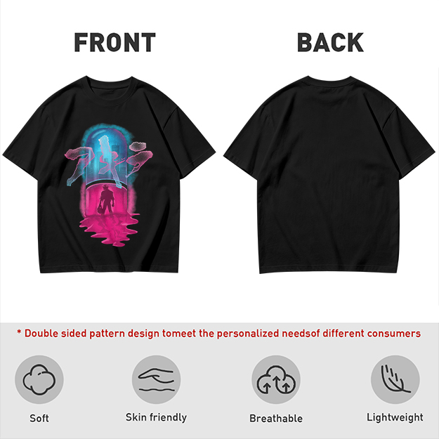 Olive T-Shirt With Neon Capsule Anime Inspired Graphic Print