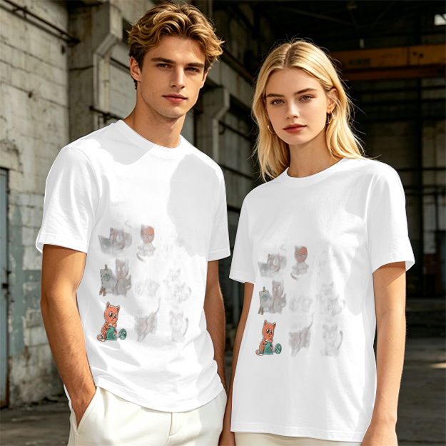 Olive Green Graphic T-Shirt With Cute Animal Print