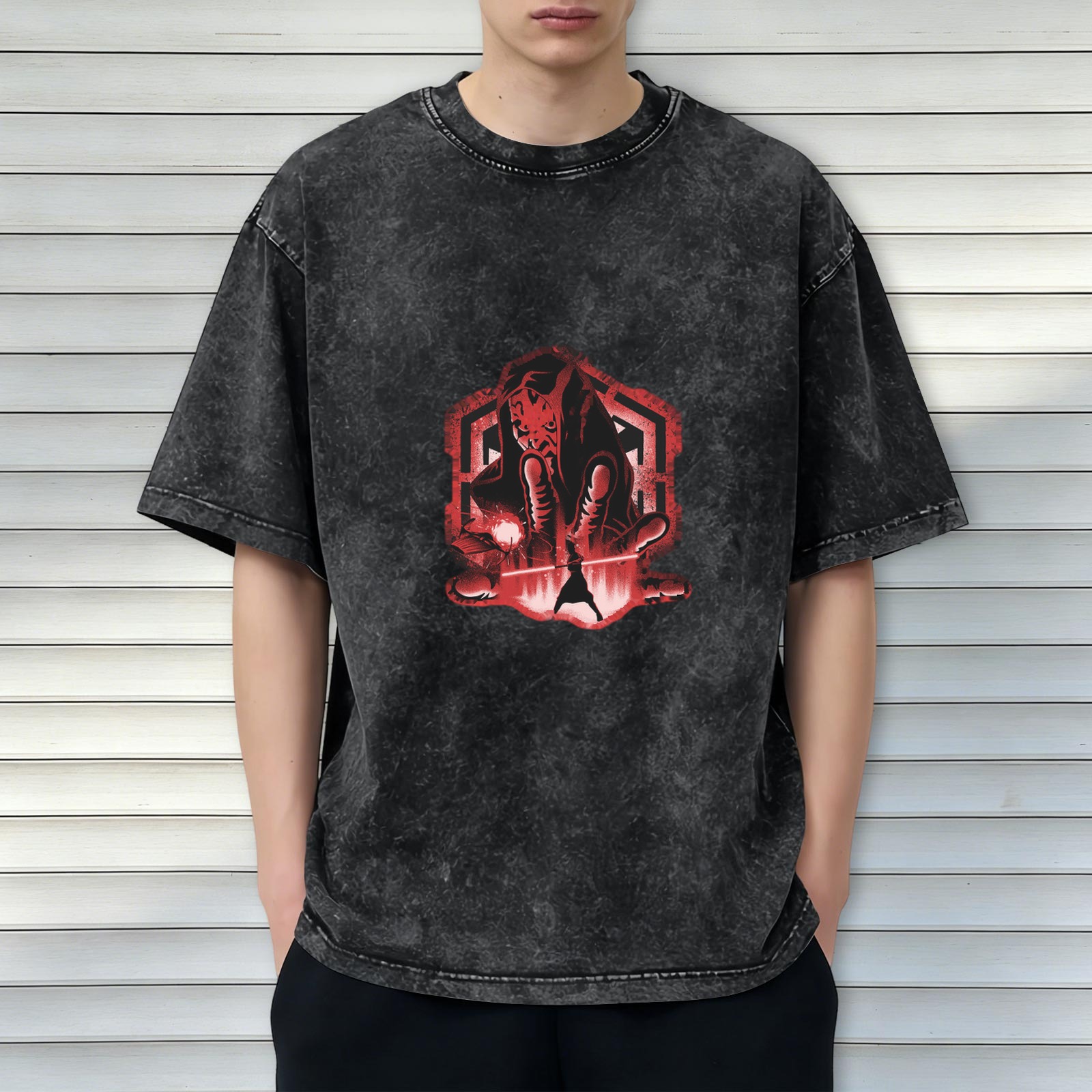 Star Wars Sith Character Graphic Acid Wash Black T-Shirt