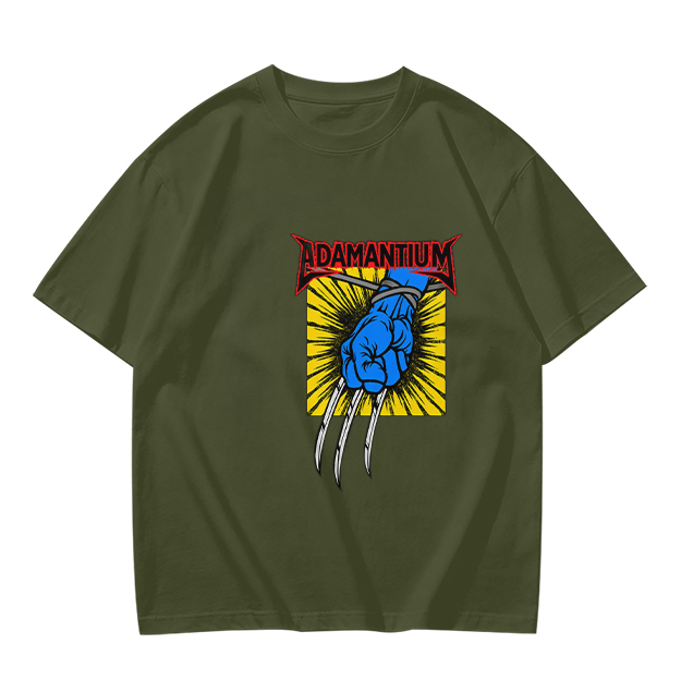 Olive T-Shirt with Adamantium Wolverine Claw Graphic
