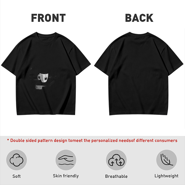 Olive Green Crewneck T-Shirt With Coffee Cup Graphic Print